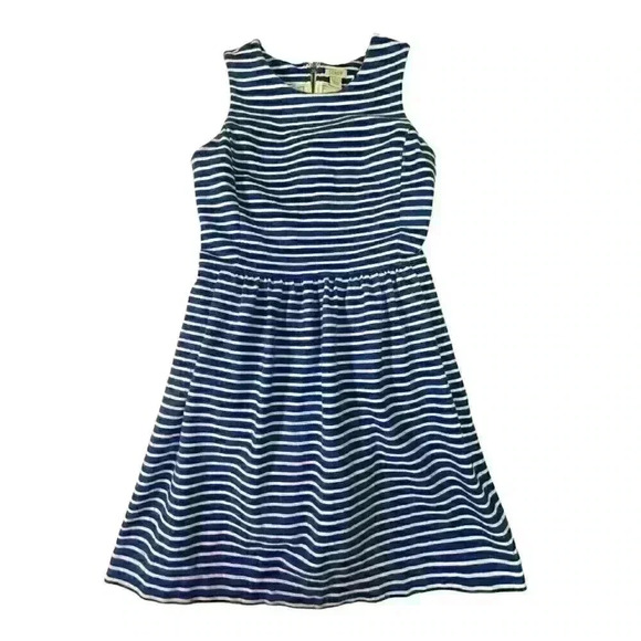 .Crew Striped Daybreak Knit Ponte Dress with Back Zipper Size XS Blue White - Picture 1 of 6
